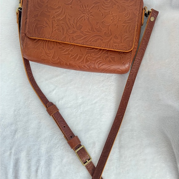Portland Leather Handbags - Portland Leather Embossed Crossbody Bag in Brown